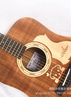 单他板民谣木吉PIW41寸云杉吉它木圆色角ita男j女乐器缺角面单吉