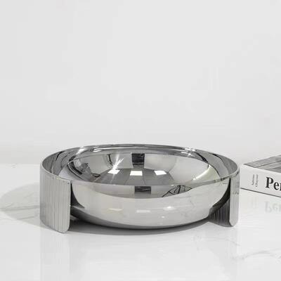 现轻奢高不锈钢果盘32138创意镜面代水果托盘摆件样板间档售楼处