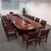 会桌桌长ZOO桌多人实开会桌会议室椭圆形议油漆商务木开会椅组合