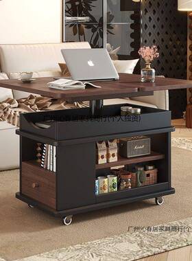 移动YSJ客叠厅小户型多功边能折沙发实木柜升降茶几小推车家用桌