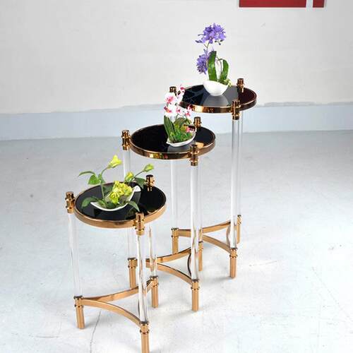简易阳台花架亚克力室内落式式客厅多层置物花盆架不锈HJ02地钢欧
