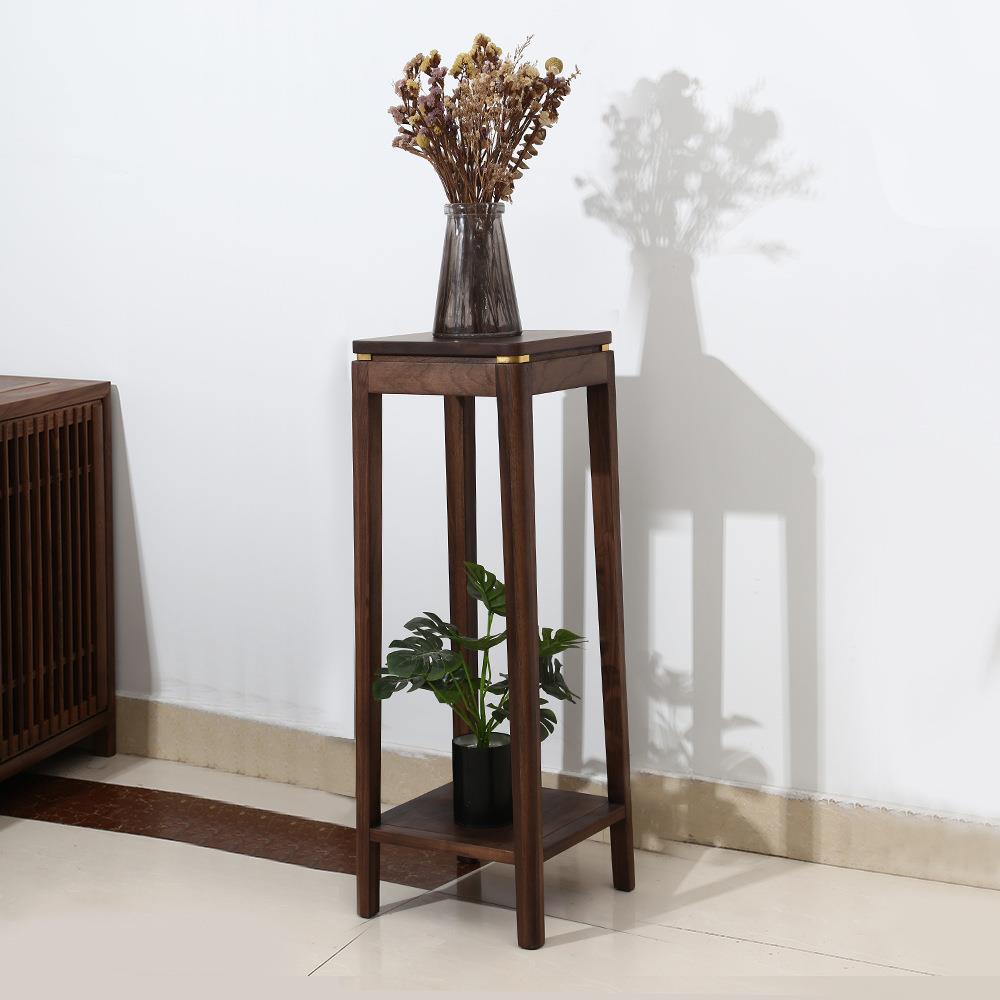 电北美黑胡桃木平板花架桌茶几实方木盆栽摆件TAD客厅视边柜置物
