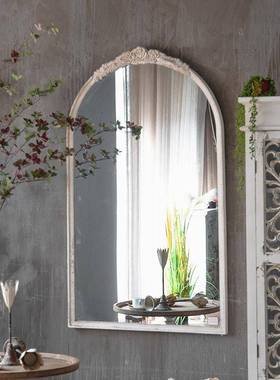 OOF美实式乡村木穿衣镜复古窗假户客玄关装饰镜厅服装店落地全身