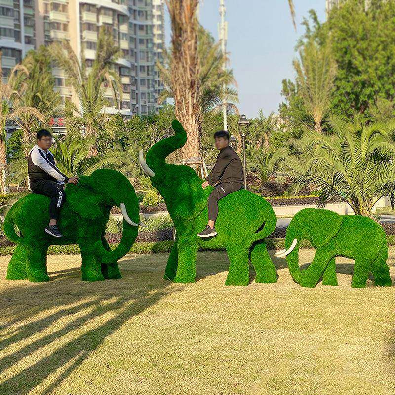 648户外玻璃钢植草大象塑园景林景雕观饰品区草皮绿植仿真动装物