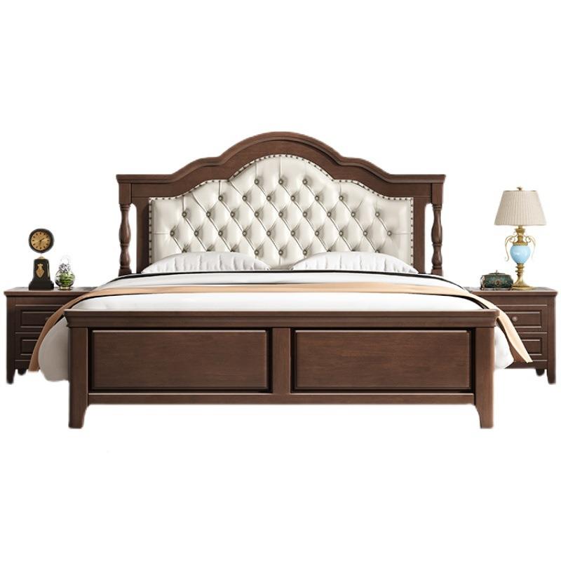 SI6K乡艺村美式实木床古18M9128软.m双人床主复卧皮软包婚床储物