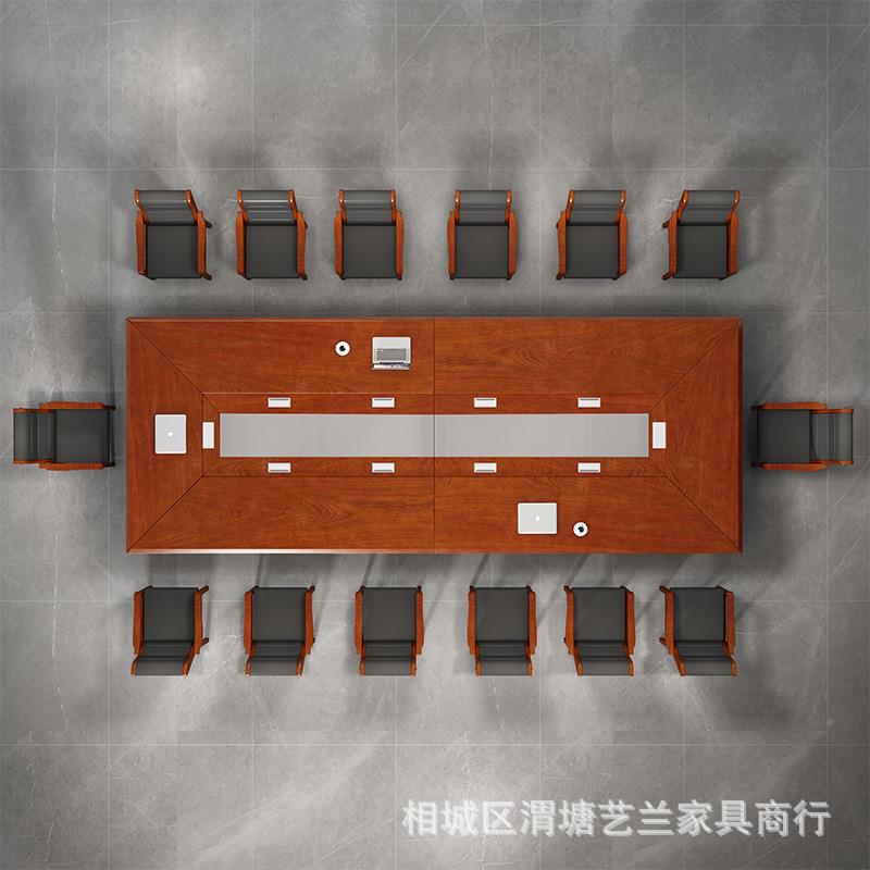 大型会议桌商长桌务洽谈桌油实漆木皮开会会议桌包邮包木yl-017安