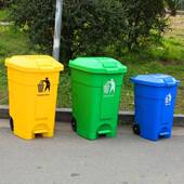 立垃盛厂家直供垃50L70升带轮脚踏户外环卫圾桶室RBU内圾箱