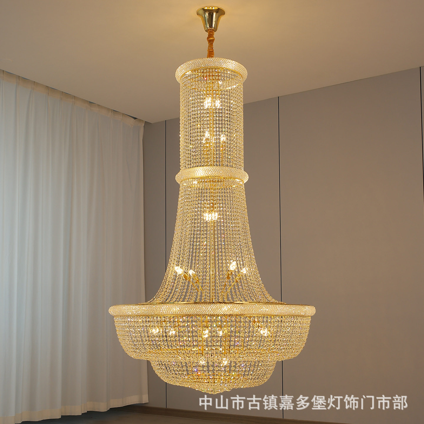 轻奢水晶客厅吊灯现代复式楼