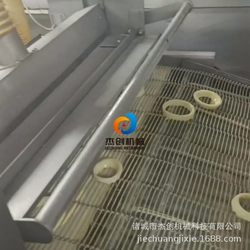 鱿鱼圈全自动上浆上粉油炸流水线 洋葱圈裹桨裹粉油炸机