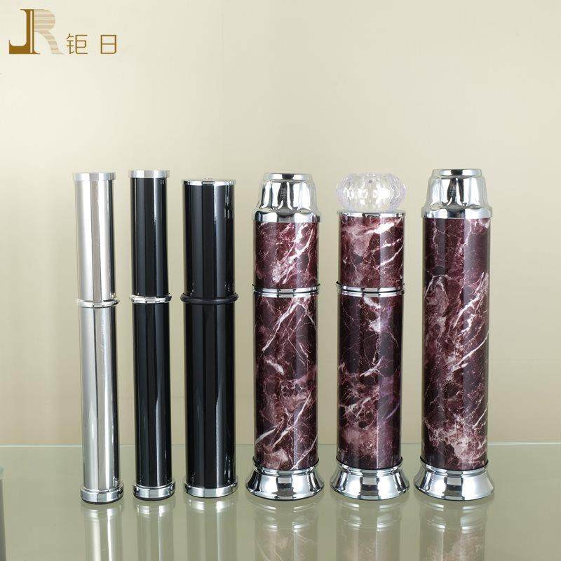 双层时尚YJW玻璃铝茶几圆形简约管脚花纹餐桌台脚腿家具配件