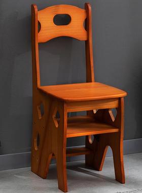 实木梯椅家登用梯子272SMTY0叠餐椅子折两楼用梯凳室内高踏板梯多