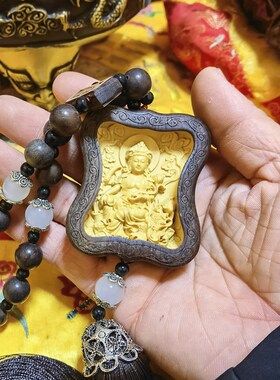 道用品黄杨木车挂件莲花观音车饰品道家用品观音菩萨车挂件