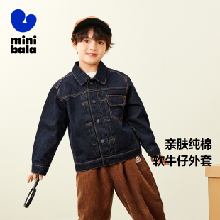 新款 迷你巴拉巴拉秋季 亲肤宽松软牛仔外套宝宝保暖夹克 纯棉
