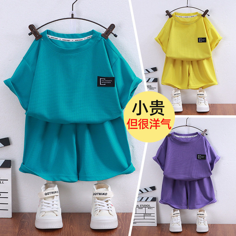 男女童短袖短裤套装儿童运动衣服