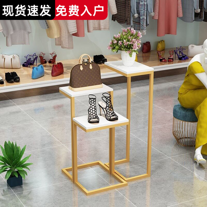 服装店橱窗展示架女装店包包鞋子展示架高低中岛流水台铁艺陈列架
