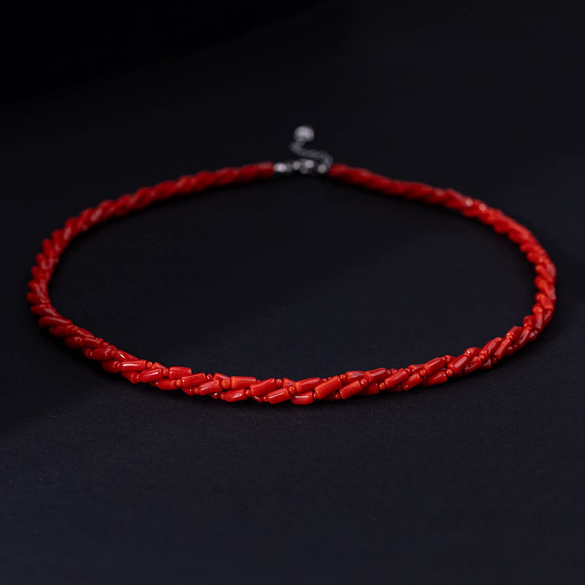 红珊瑚三股麻花项链男女款百搭气质优雅2.5-3mm（多样性发货）