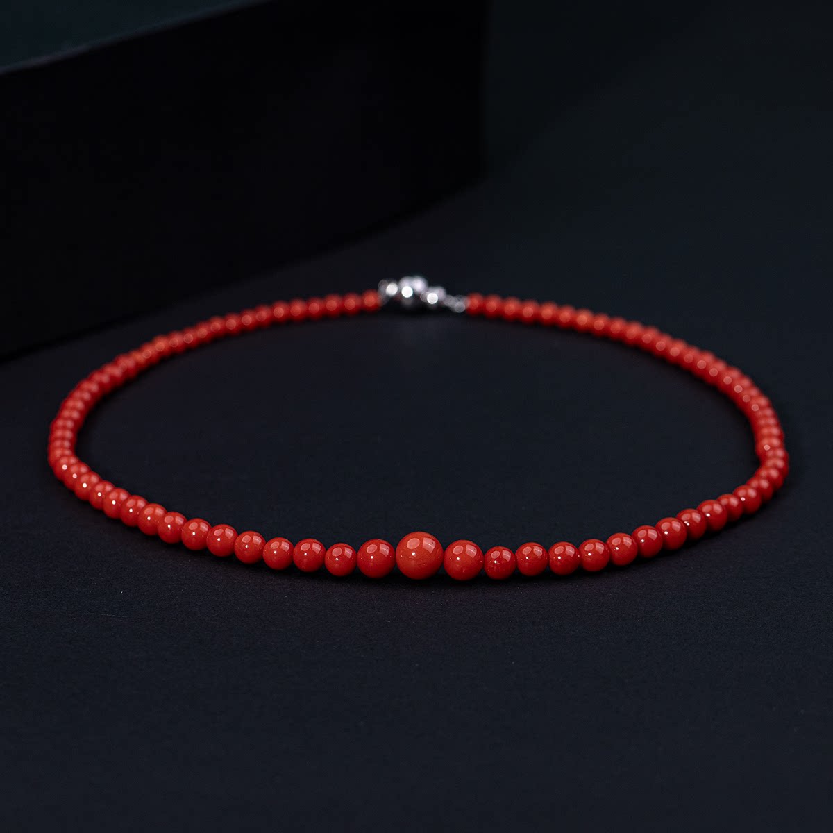 红珊瑚圆珠项链塔链男女款百搭气质优雅4-(8-9)mm（多样性发货）