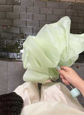 清透绿色雨伞女小巧可携式学生