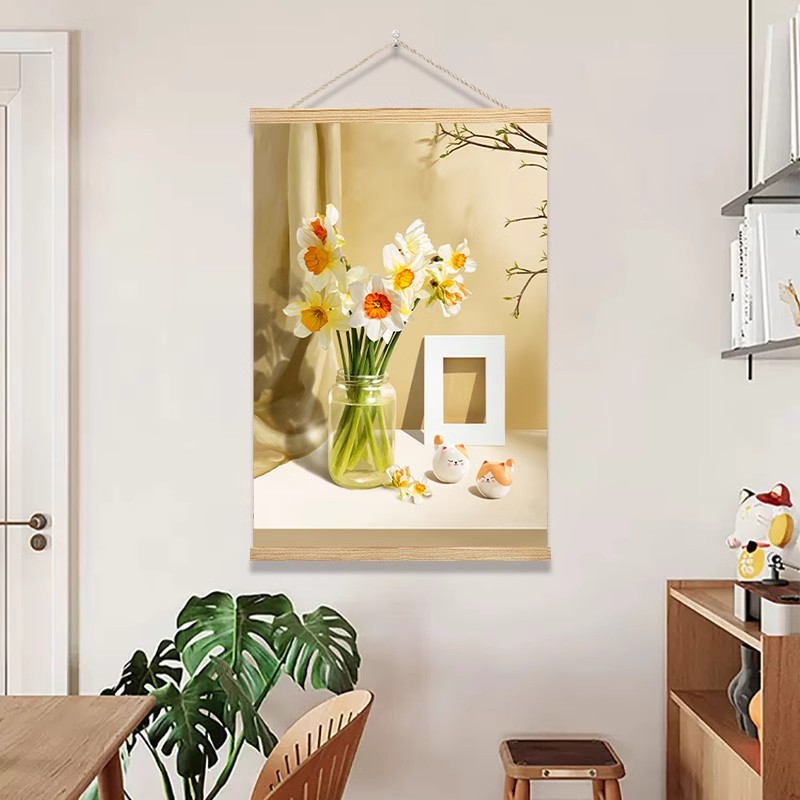 简约花卉植物挂毯布艺卧室客厅装饰画床头沙发背景墙挂画竖版壁画图片