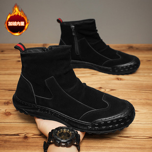 耐脏保暖马丁靴复古绒面男靴加绒靴子男秋冬季 高帮鞋 休闲男士 新款