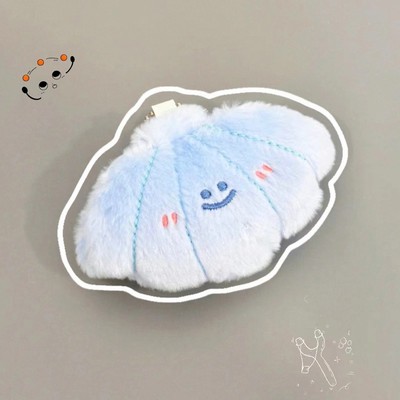 你珍蚌随身镜毛绒挂件可爱创意毛绒玩偶书包挂饰礼物钥匙扣折叠镜