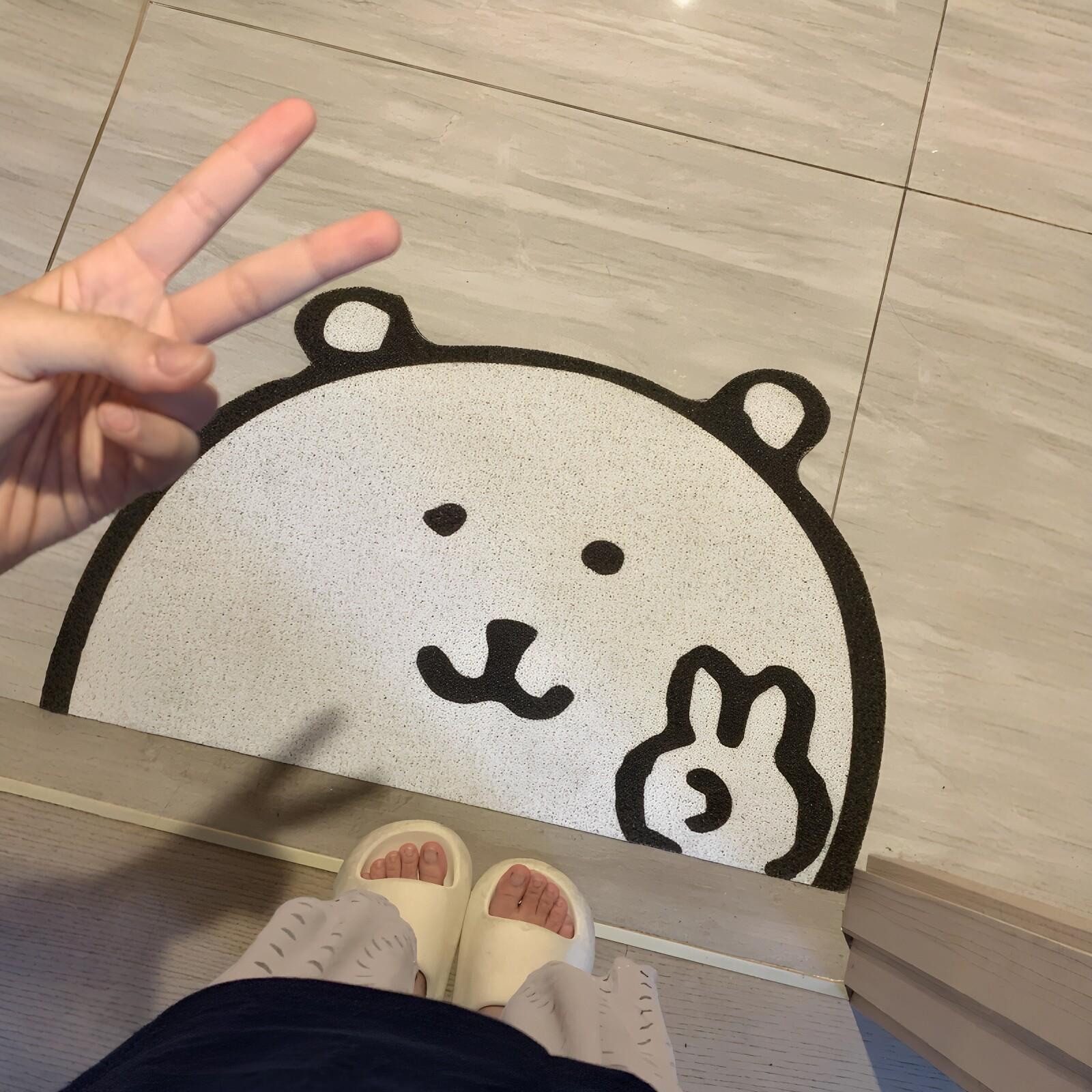 可爱丝圈自嘲熊入户门地垫厨房卫生间门口洗澡间防滑防潮湿脚垫