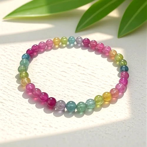 天然精品玻璃纯净体色标级艳丽人鱼色系碧玺手链时尚百搭高级珠宝