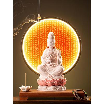 陶瓷礼品观音菩萨像观音菩萨像客厅祭拜家回流香灯圈摆件