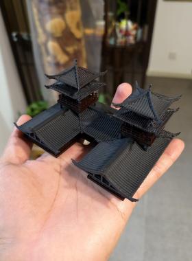 钰书房盆景假山摆件配件吸水石微景观假山上的小摆件双层古楼水陆