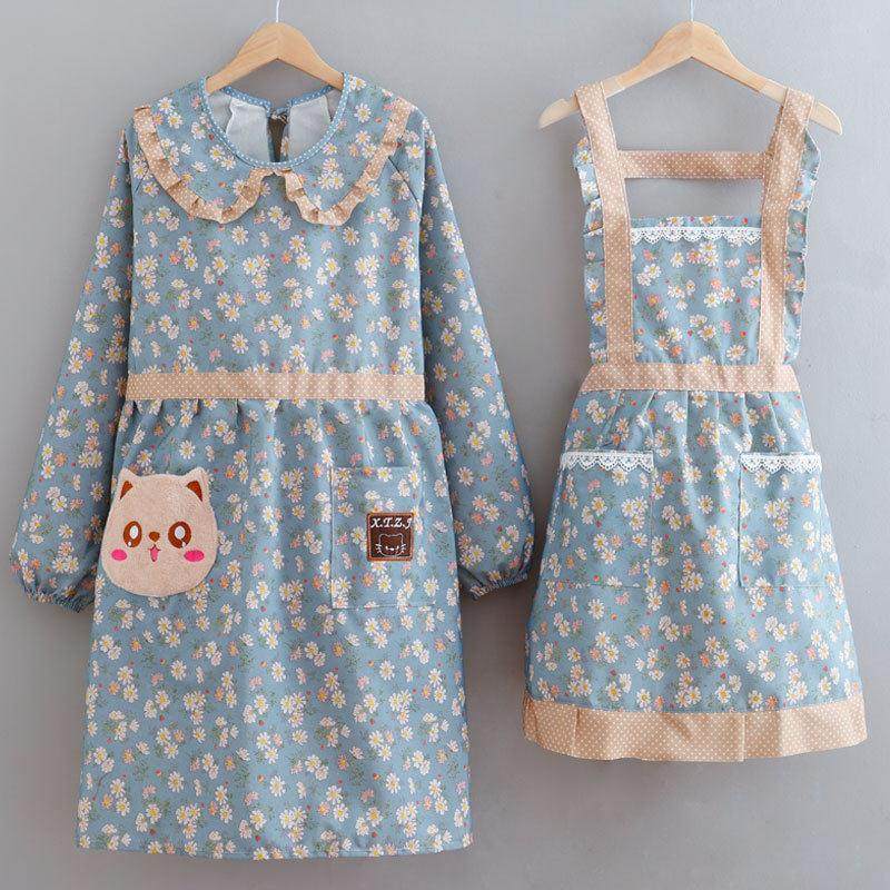 帆布碎花罩衣耐磨时尚厨房做饭围裙娃娃领厨房家用围腰女士工作服,家庭/个人清洁工具,围裙,淘宝优惠券,粉丝福利购,淘宝优惠卷