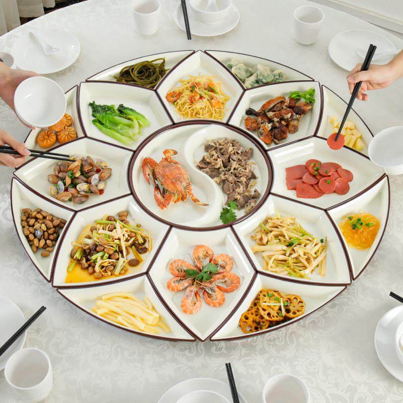 密胺拼盘餐具组合套装圆形商用仿瓷酒席菜盘子家庭年夜饭圆桌餐盘,餐饮具,盘,淘宝优惠券,粉丝福利购,淘宝优惠卷