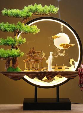新中式禅意摆件灯圈小夜灯家居装饰品客厅办公室桌面创意开业礼品