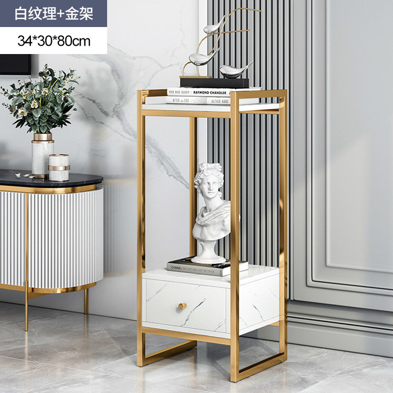 现货花架置物架花架子客厅落地电视柜旁带抽屉轻奢铁艺装饰台室内,收纳整理,阳台置物架,淘宝优惠券,粉丝福利购,淘宝优惠卷