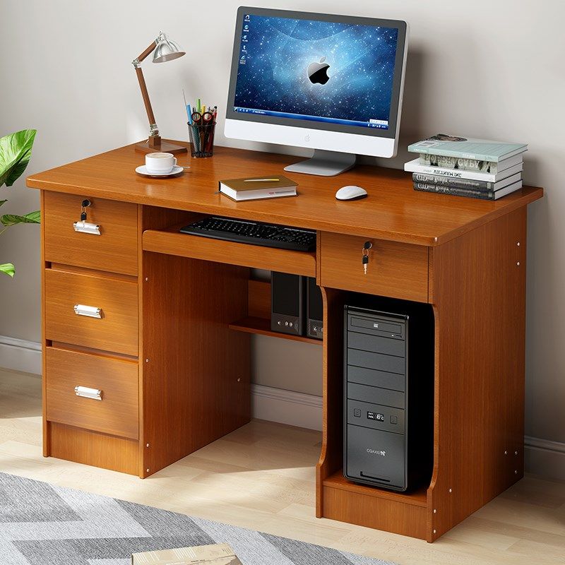 办公室桌子单人商用简约家用1.4米书桌木皮电脑桌教师医生办公桌