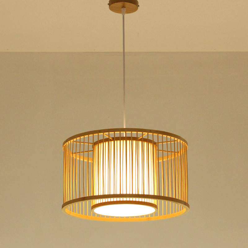 日式榻榻米吊灯书房现代简约灯具客厅餐厅竹编竹灯中式卧室房间灯