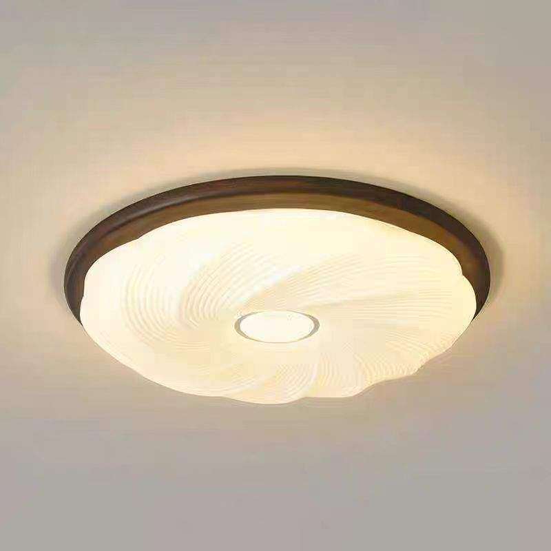 法式中古吸顶灯卧室灯复古美式胡桃木纹书房意式风灯具室内调光