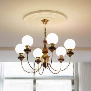 法式复古高级感中古风客厅灯具魔豆实木餐厅卧室美式南洋风吊灯