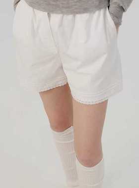 韩系蕾丝花边短裤夏季女装休闲高腰裤子甜美显瘦五分裤女21513