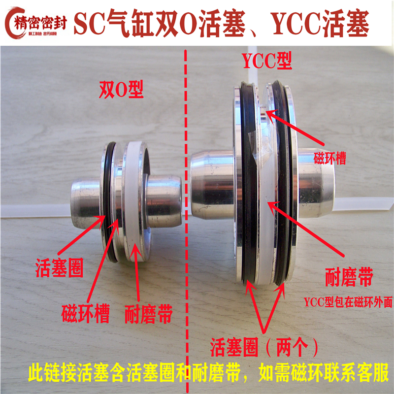 SC/SCJ气缸活塞 双O型/YCC型活塞32/40/50/63/80/125/160/200/250