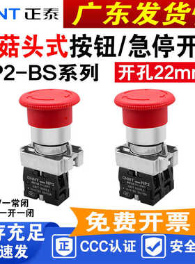 急停按钮NP2-BS542 541 544 545红色自锁蘑菇头紧急停止22mm