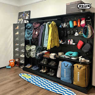 五金少女 洞洞板户外徒步装备墙货架展示落地爬山登山收纳置物架