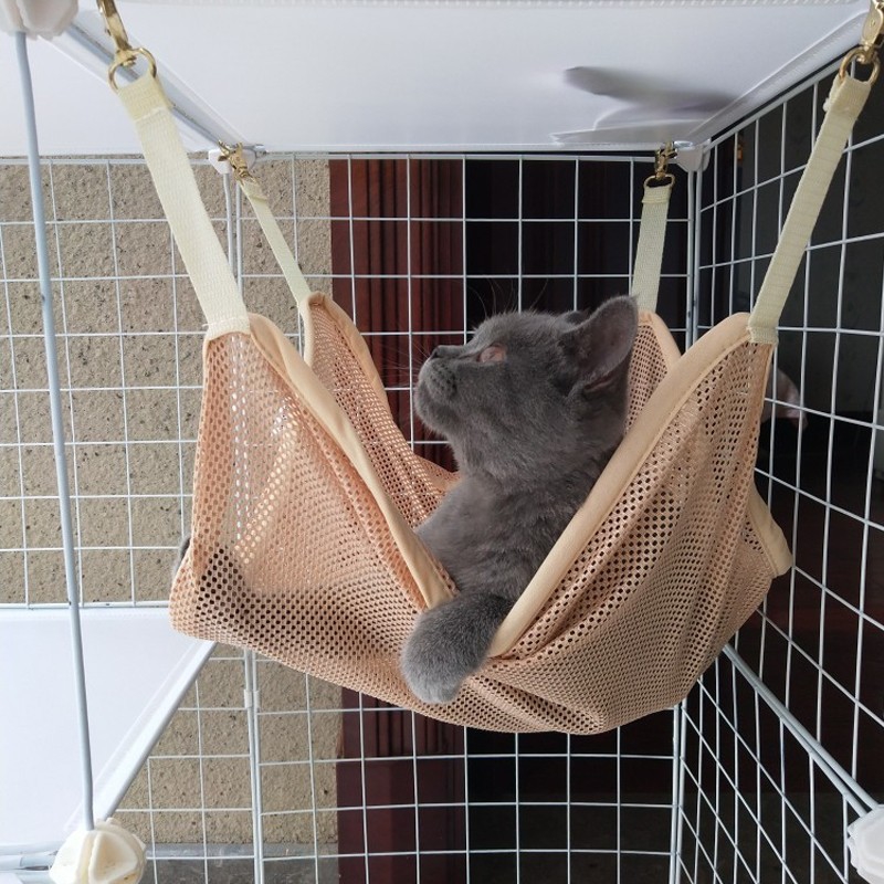 猫吊床猫笼吊床 夏天透气网格吊床猫窝猫挂床 兔子龙猫秋千四季