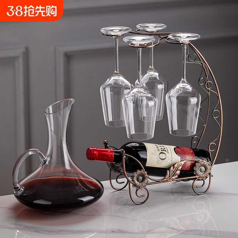 红酒杯套装家用酒具轻奢高档水晶玻璃醒酒器葡萄酒杯高脚杯子摆件