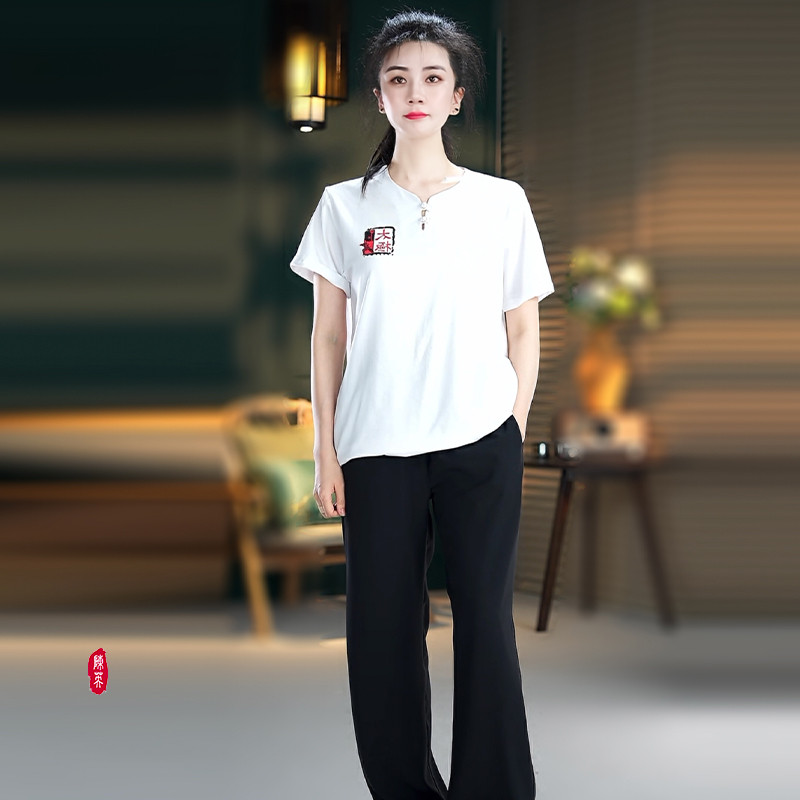 中国风太极服男女春夏秋季纯棉T恤文化衫短袖武术练功服