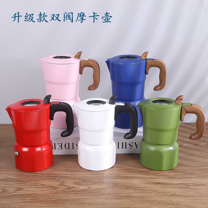 现货 可视意式全铝摩卡壶双阀咖啡壶热销八角爆款手冲咖啡摩卡壶
