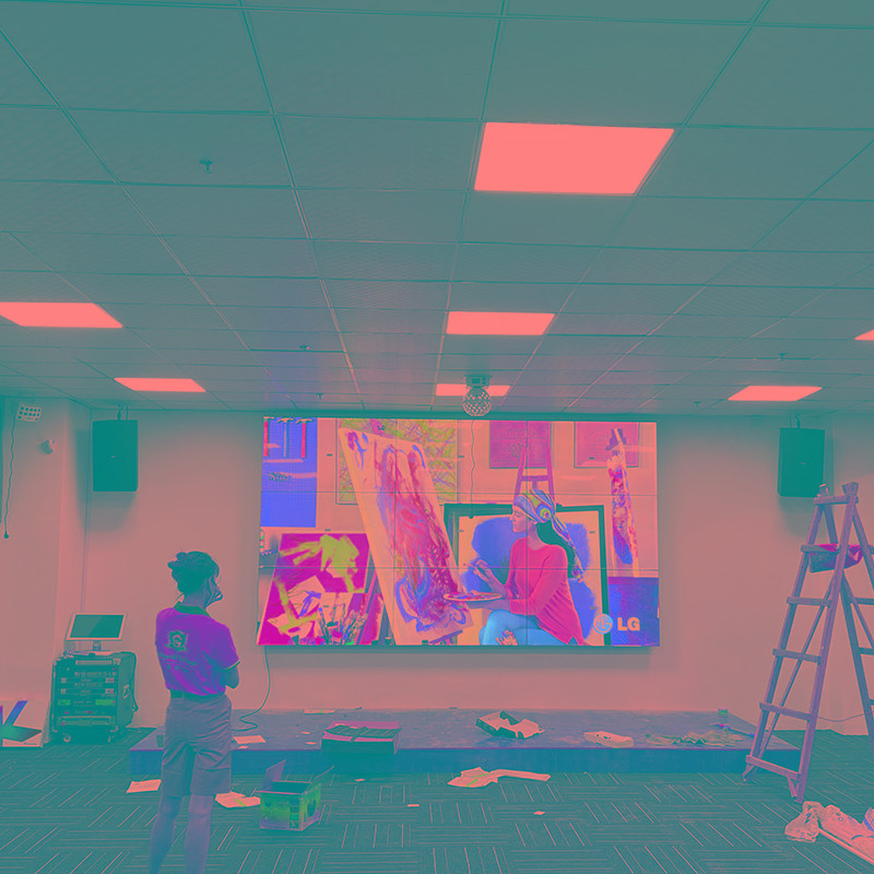 200寸4K显示器超大电视机会议室监控缝液晶防爆LED多屏拼接屏