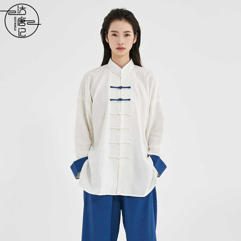 沽唐记中国风亚麻太极服女春秋季冬男棉麻太极拳练功服武术表演服