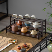 茶杯架子茶室置物架茶碗收纳架茶台边茶叶架桌面中式 博古架展示架