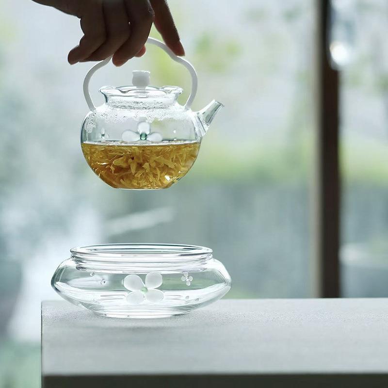 宜室茶话hy-yqhc花屿玻璃茶壶承干泡台储水小茶茶承日式清新壶托图片