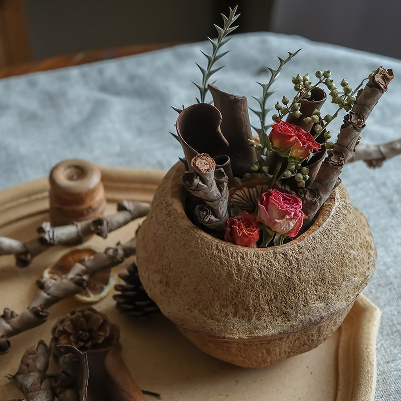 高档诧寂风真干花摆件